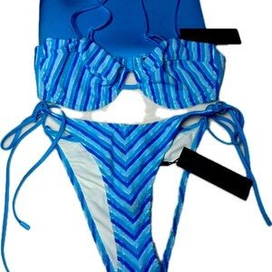 Triangl Swimwear Mala-Sour Stripe NWT, top size small plus w/ bottom size mediu